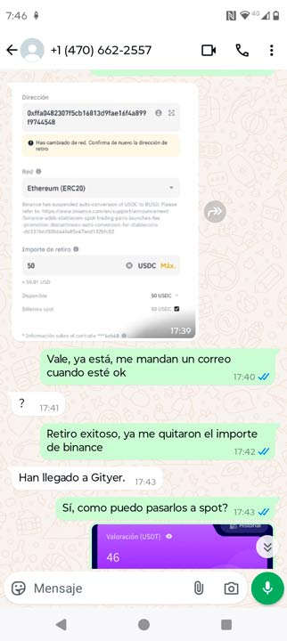 confirmacion ok primera transferencia binance