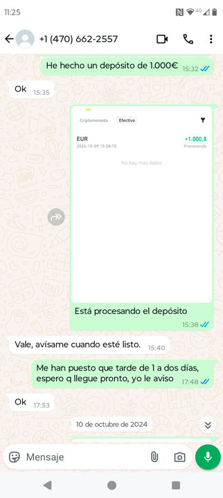 procesando deposito ok binance