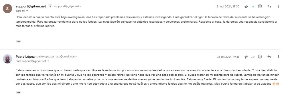 respuesta de gityer a la trasnferencia en progreso